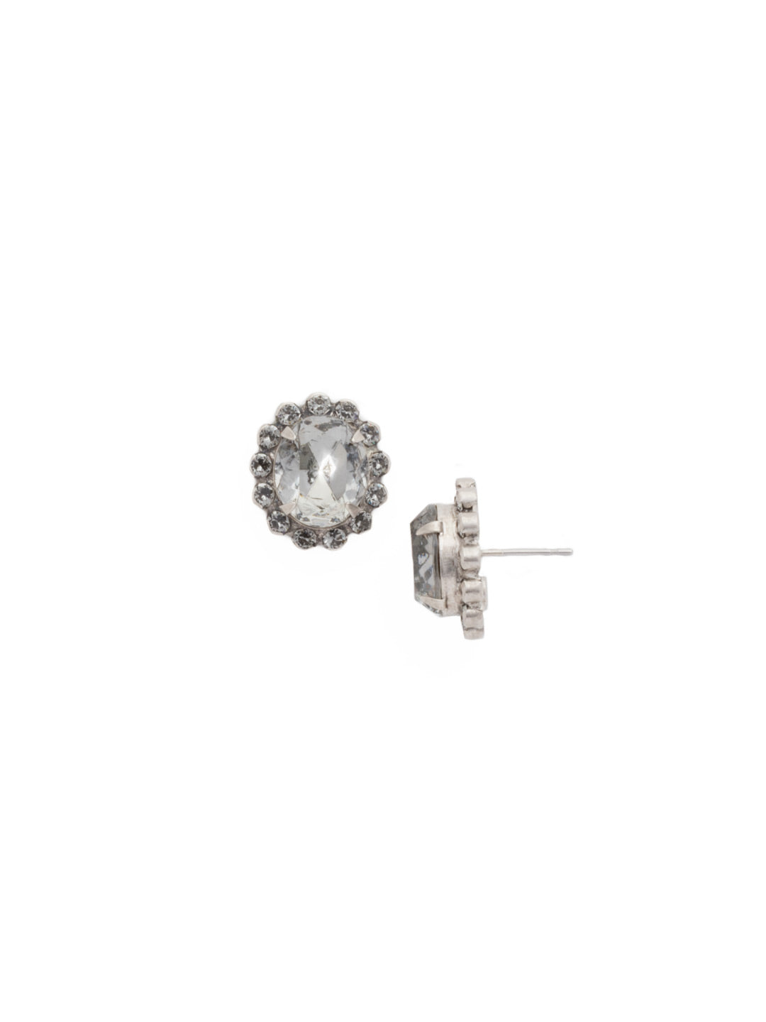 Graycen Round Stud Earring - ECY5ASCRO - The Graycen Round Stud Earrings feature a round halo cut crystal on a post. From Sorrelli's Crystal Rock collection in our Antique Silver-tone finish.