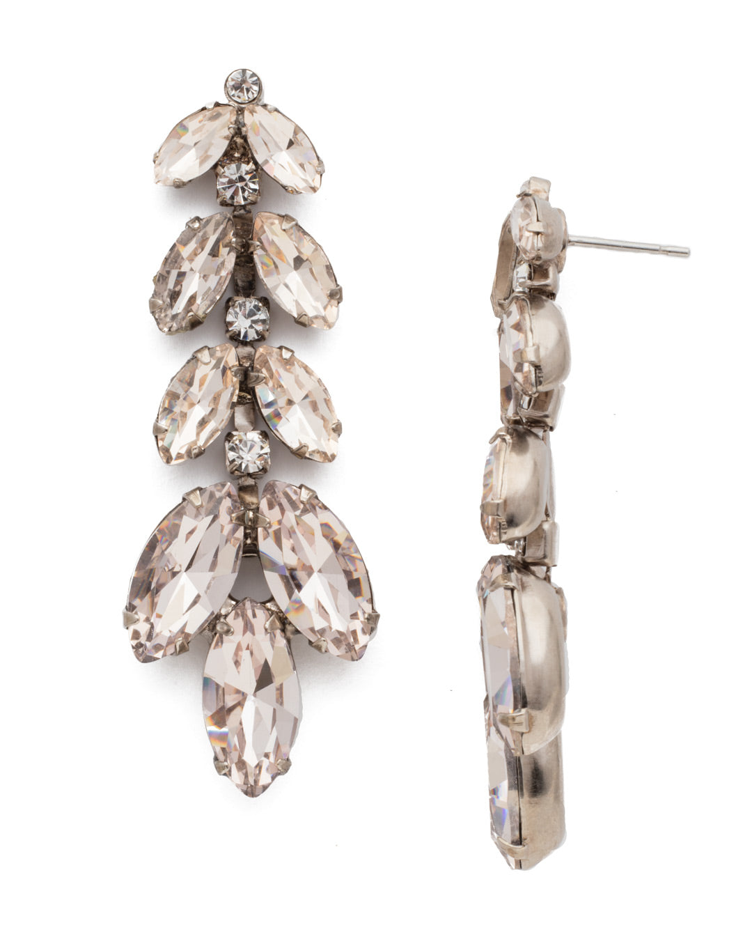 Repeating Navette Dangle Earrings - ECZ2ASPLS - <p>This dynamic drop earring evokes the essence of nature with it's leaf-like inspired design. Featuring paired navette crystals alternating with single round stones, this silhouette is sure to inspire your everyday look! From Sorrelli's Soft Petal collection in our Antique Silver-tone finish.</p>