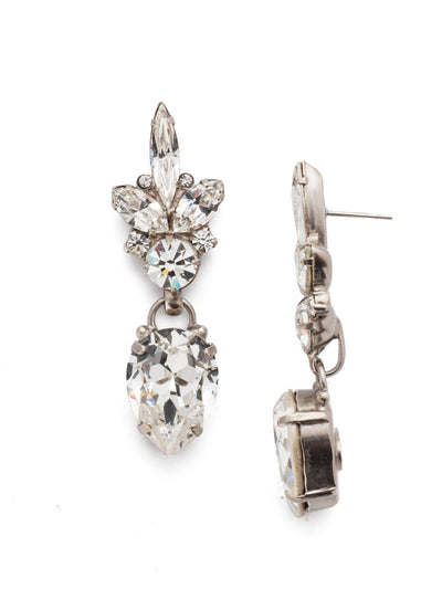 Crystal Cluster and Pear Drop Dangle Earrings - ECZ30ASCRY - <p>This unique drop features a pointed pear hung from a crystal cluster packed with multi-sized navette and round crystals. From Sorrelli's Crystal collection in our Antique Silver-tone finish.</p>