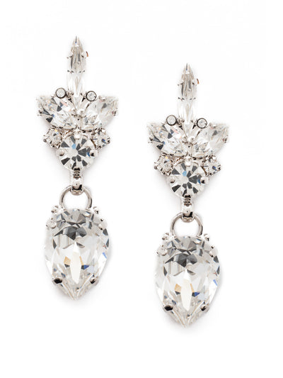Crystal Cluster and Pear Drop Dangle Earrings - ECZ30RHCRY - <p>This unique drop features a pointed pear hung from a crystal cluster packed with multi-sized navette and round crystals. From Sorrelli's Crystal collection in our Palladium Silver-tone finish.</p>