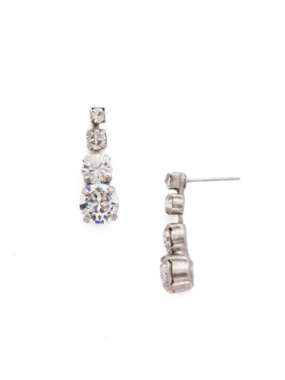 Descending Round Dangle Earrings - EDA14ASCRY - A classic beauty! These petite drops feature multi-sized round crystals in a descending pattern. From Sorrelli's Crystal collection in our Antique Silver-tone finish.