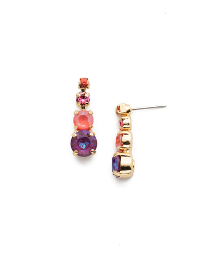 Descending Round Dangle Earrings - EDA14BGBGA - A classic beauty! These petite drops feature multi-sized round crystals in a descending pattern. From Sorrelli's Begonia collection in our Bright Gold-tone finish.