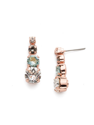 Descending Round Dangle Earrings - EDA14RGCAZ - A classic beauty! These petite drops feature multi-sized round crystals in a descending pattern. From Sorrelli's Crystal Azure collection in our Rose Gold-tone finish.