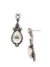 Central Teardrop and Round Crystal Dangle Earrings