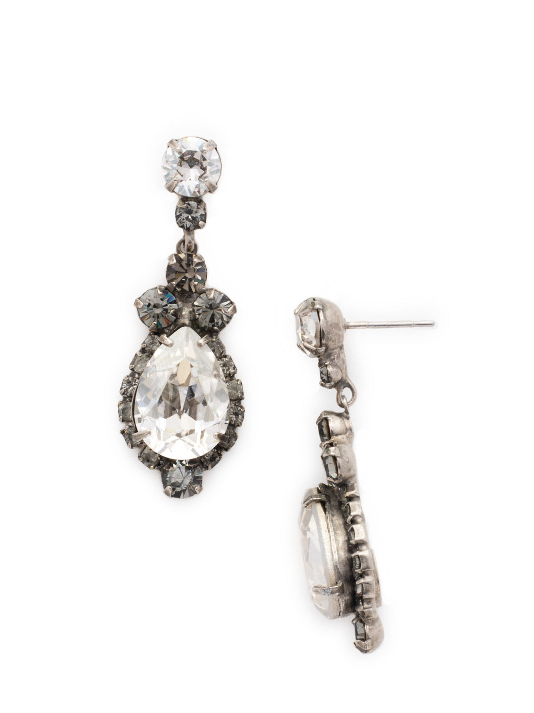 Central Teardrop and Round Crystal Dangle Earrings - EDA55ASCRO
