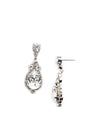Central Teardrop and Round Crystal Dangle Earrings