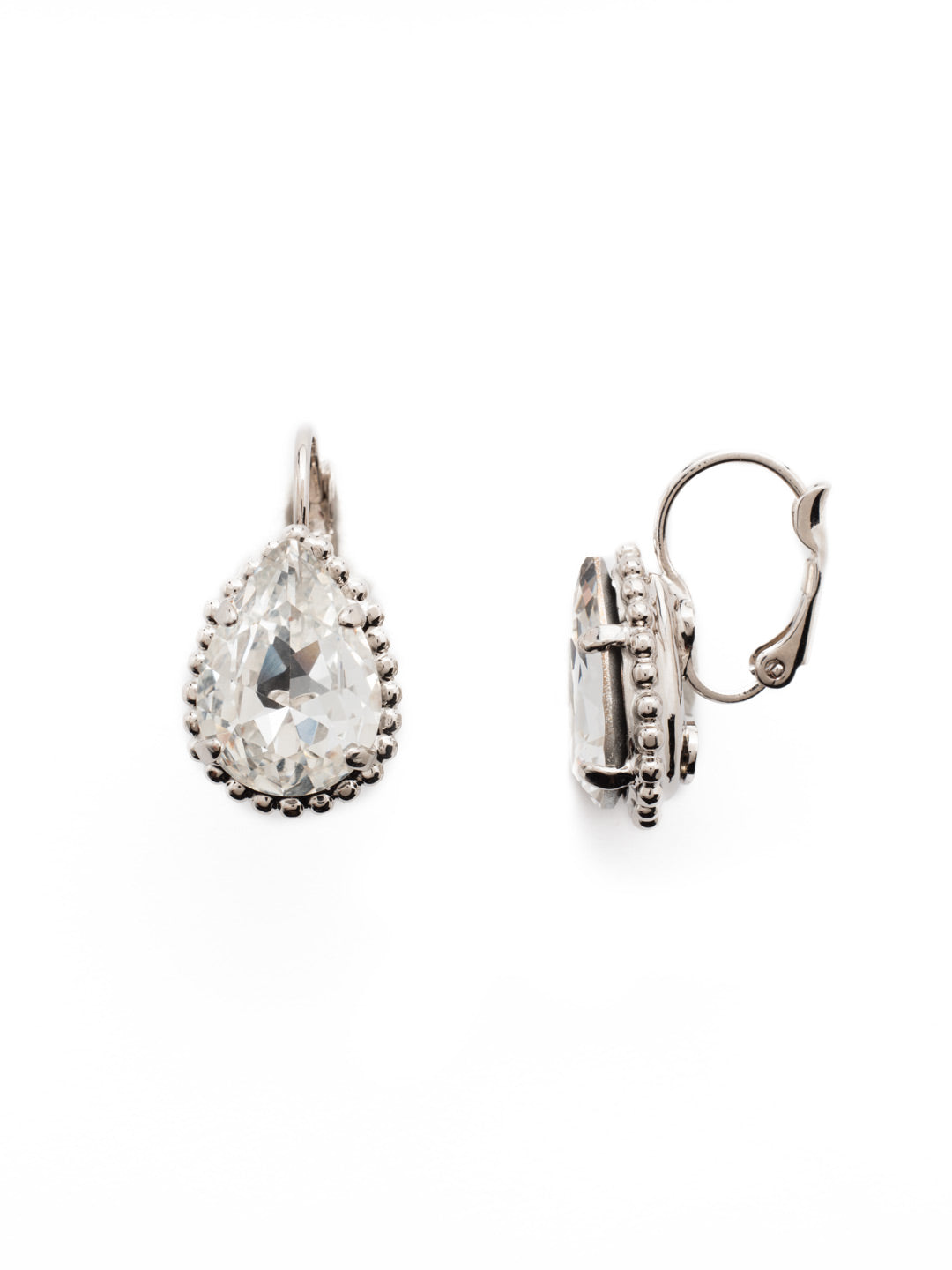 Pear Cut Dangle Earrings - EDA65RHCRY - <p>These french wire earrings feature a beautiful pear stone surrounded by a decorative edged border. From Sorrelli's Crystal collection in our Palladium Silver-tone finish.</p>