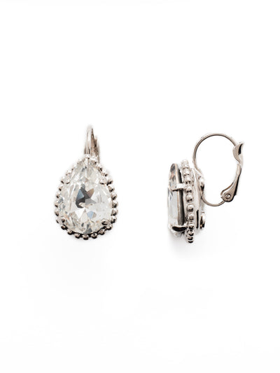 Pear Cut Dangle Earrings - EDA65RHCRY - <p>These french wire earrings feature a beautiful pear stone surrounded by a decorative edged border. From Sorrelli's Crystal collection in our Palladium Silver-tone finish.</p>