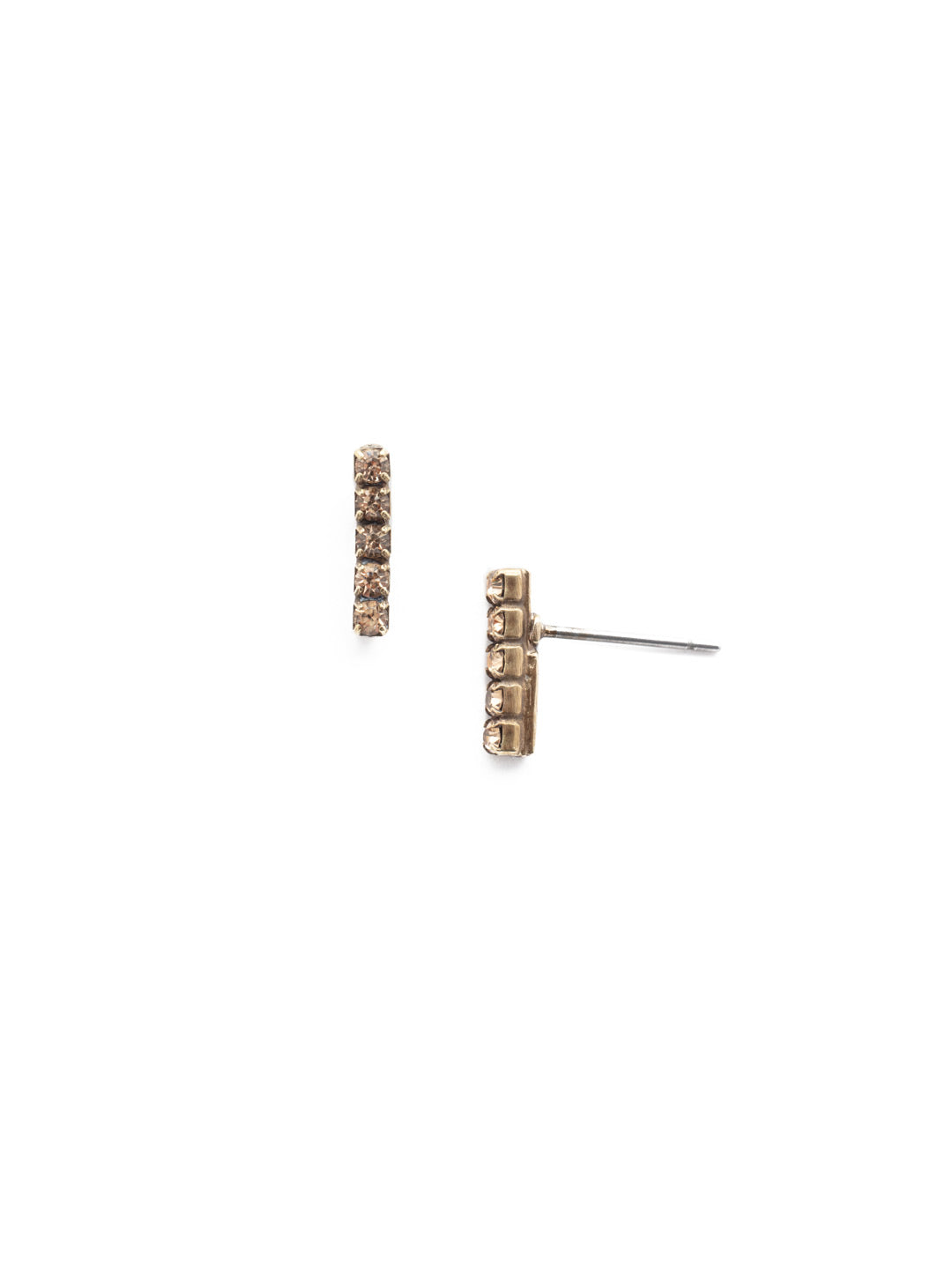 Raina Stud Earring - EDD1AGMIR - <p>Stacked just right! Five round crystals form a petite line in this modern post earring. From Sorrelli's Mirage collection in our Antique Gold-tone finish.</p>