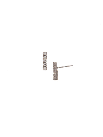 Raina Stud Earring - EDD1ASCRY - <p>Stacked just right! Five round crystals form a petite line in this modern post earring. From Sorrelli's Crystal collection in our Antique Silver-tone finish.</p>