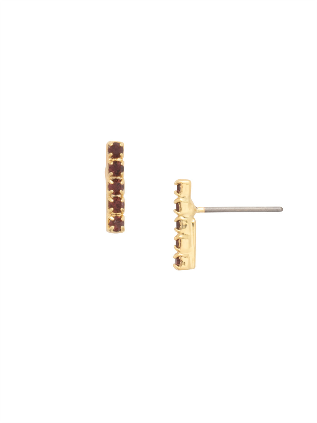 Raina Stud Earring - EDD1BGMRL - <p>Stacked just right! Five round crystals form a petite line in this modern post earring. From Sorrelli's Merlot collection in our Bright Gold-tone finish.</p>