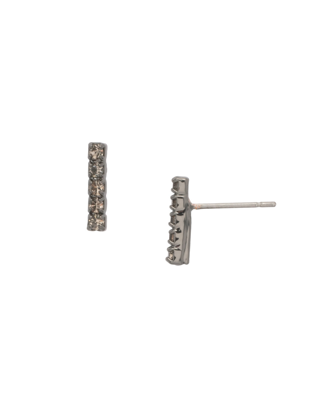 Raina Stud Earring - EDD1GMBD - <p>Stacked just right! Five round crystals form a petite line in this modern post earring. From Sorrelli's Black Diamond collection in our Gun Metal finish.</p>