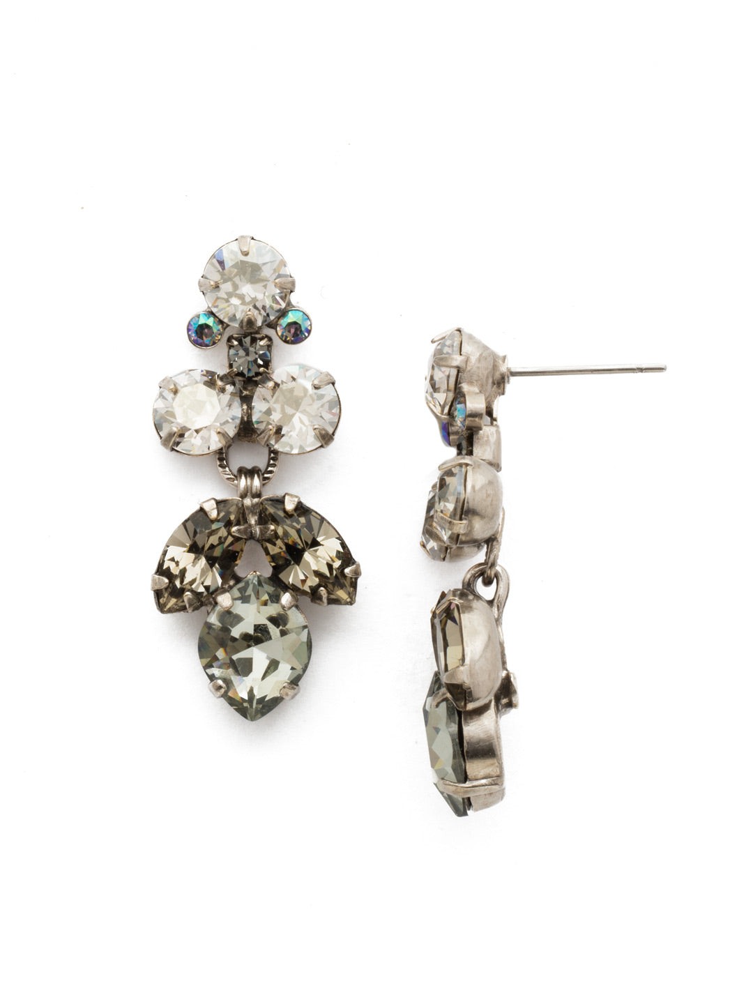 Petite Crystal Lotus Flower Dangle Earrings - EDE79ASCRO - A more petite version of our best-selling statement earring. A sweet formation of crystals hangs comfortably from a post and helps you achieve a glamorous look!