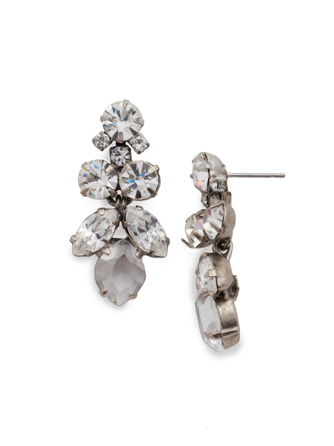Petite Crystal Lotus Flower Dangle Earrings - EDE79ASCRY - <p>A more petite version of our best-selling statement earring. A sweet formation of crystals hangs comfortably from a post and helps you achieve a glamorous look! From Sorrelli's Crystal collection in our Antique Silver-tone finish.</p>