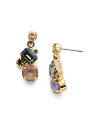 Classic Geo Drop Dangle Earrings - EDE93BGCSM - Delicate round crystals highlight a central emerald cut crystal for a classic and elegant look. From Sorrelli's Cashmere collection in our Bright Gold-tone finish.