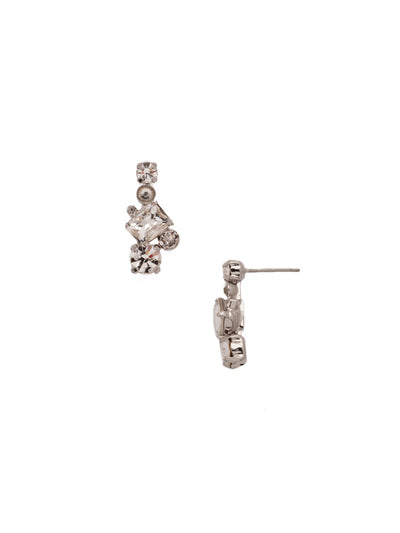 Classic Geo Drop Dangle Earrings - EDE93PDCRY - <p>Delicate round crystals highlight a central emerald cut crystal for a classic and elegant look. From Sorrelli's Crystal collection in our Palladium finish.</p>