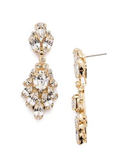 Cascading Crystal Navette Dangle Earrings - EDF29BGCRY - <p>Cascading navette crystals beneath a semi-precious oval stone on these drop earrings create an exquisite look for your special occasions. From Sorrelli's Crystal collection in our Bright Gold-tone finish.</p>