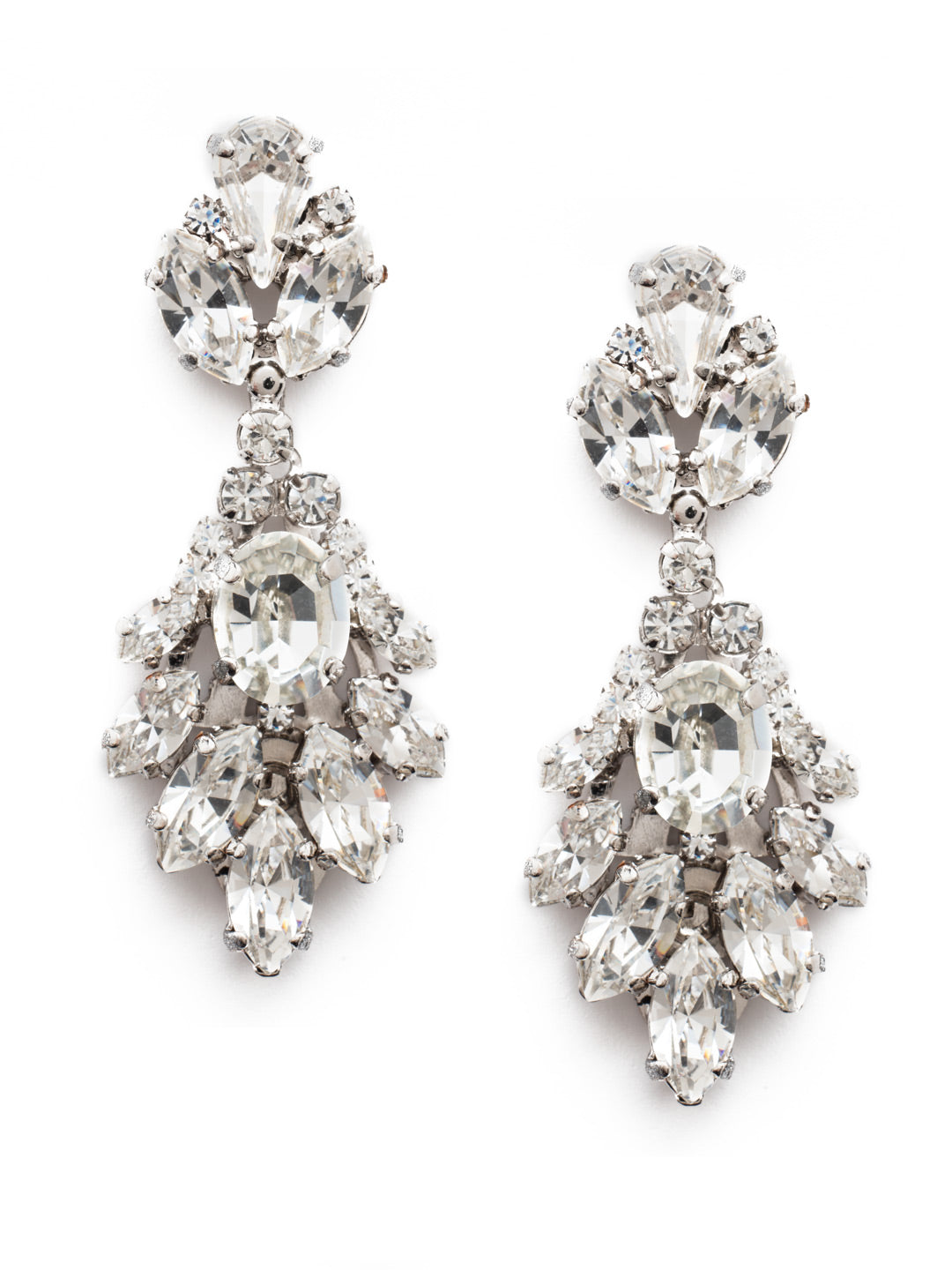 Cascading Crystal Navette Dangle Earrings - EDF29RHCRY - <p>Cascading navette crystals beneath a semi-precious oval stone on these drop earrings create an exquisite look for your special occasions. From Sorrelli's Crystal collection in our Palladium Silver-tone finish.</p>