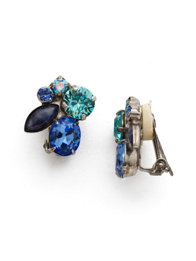 Rock Candy Clip Earring - EDG11CASUM - <p>A sweet cluster of crystals and cabochons that will look equally dazzling for day or evening wear. From Sorrelli's Ultramarine collection in our Antique Silver-tone finish.</p>