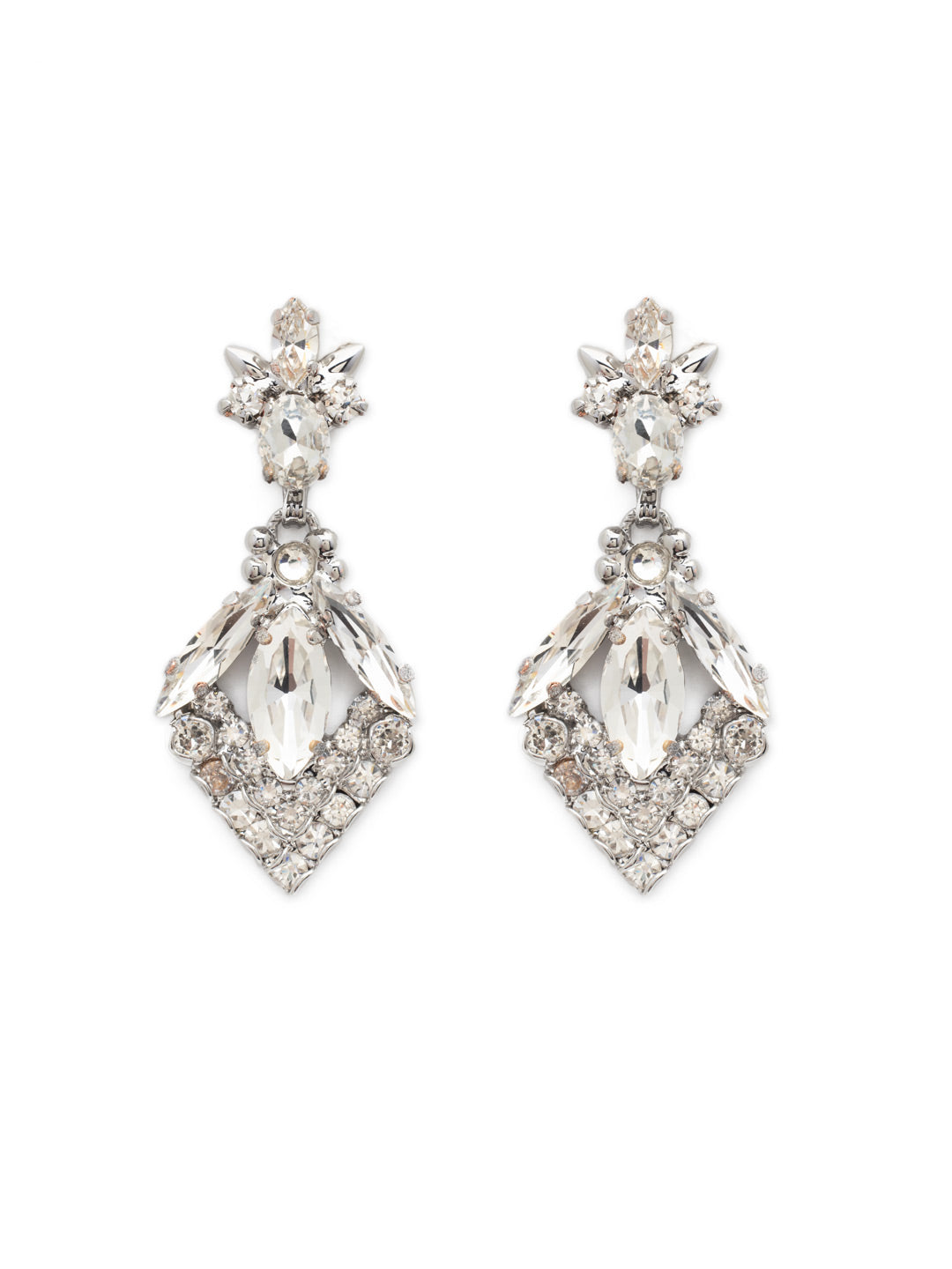 Baroque Statement Earring - EDG2PDCRY - <p>The intricate design on these statement-making earrings is sure to turn heads! A variety of crystal shapes surround one central navette crystal. From Sorrelli's Crystal collection in our Palladium finish.</p>