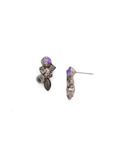 Petite Crystal Cluster Post Earrings - EDG5ASCRO - <p>These clustered post earrings feature a single semi-precious navette cut stone at the bottom of a stack of crystals. This combination forms a delicate cluster that will beautifully adorn your ears. From Sorrelli's Crystal Rock collection in our Antique Silver-tone finish.</p>