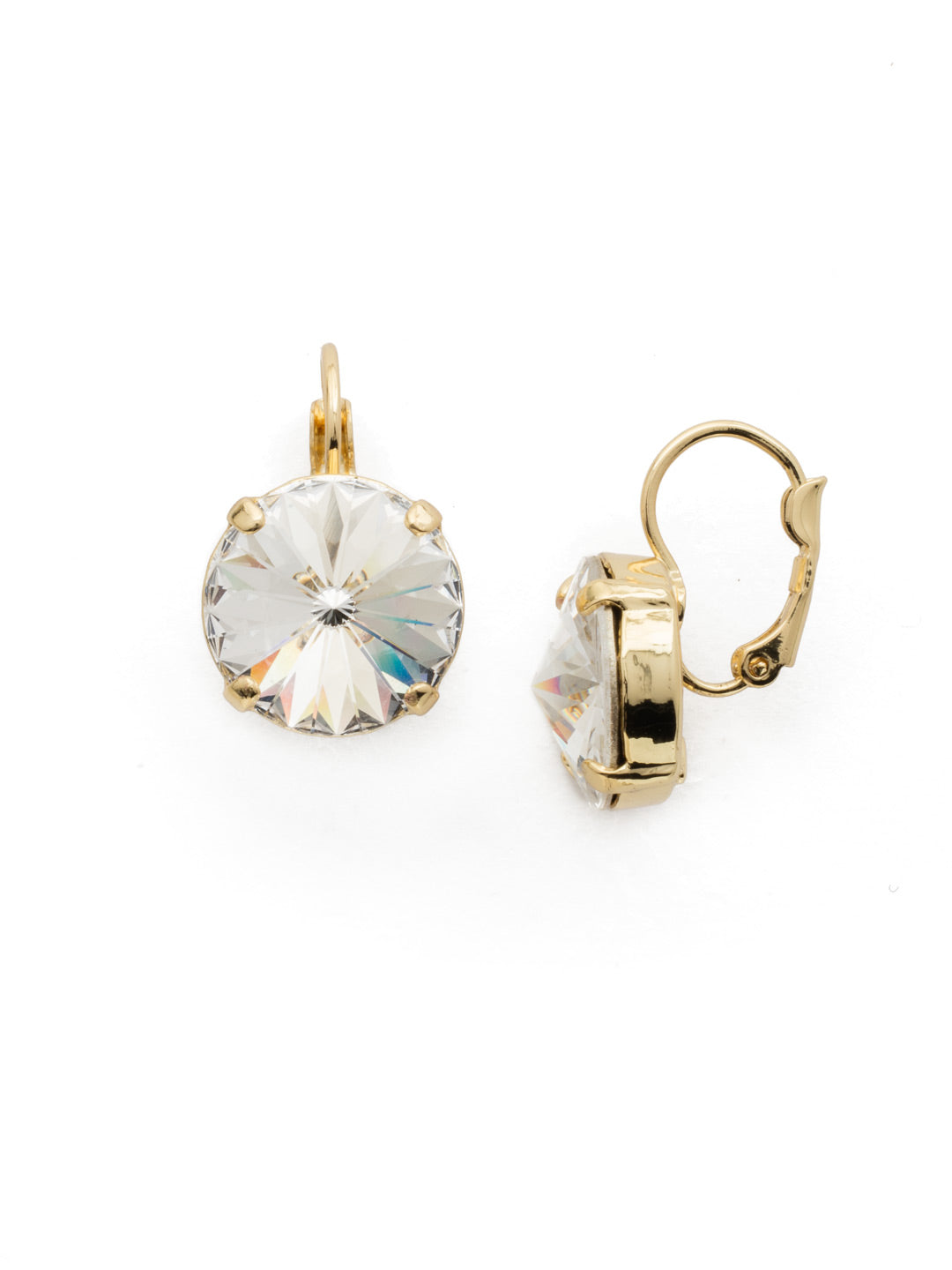 Nadine Dangle Earrings - EDH108BGCRY - <p>The Nadine Dangle Earrings feature a single round rivoli-cut crystal with a lever-back French wire. From Sorrelli's Crystal collection in our Bright Gold-tone finish.</p>