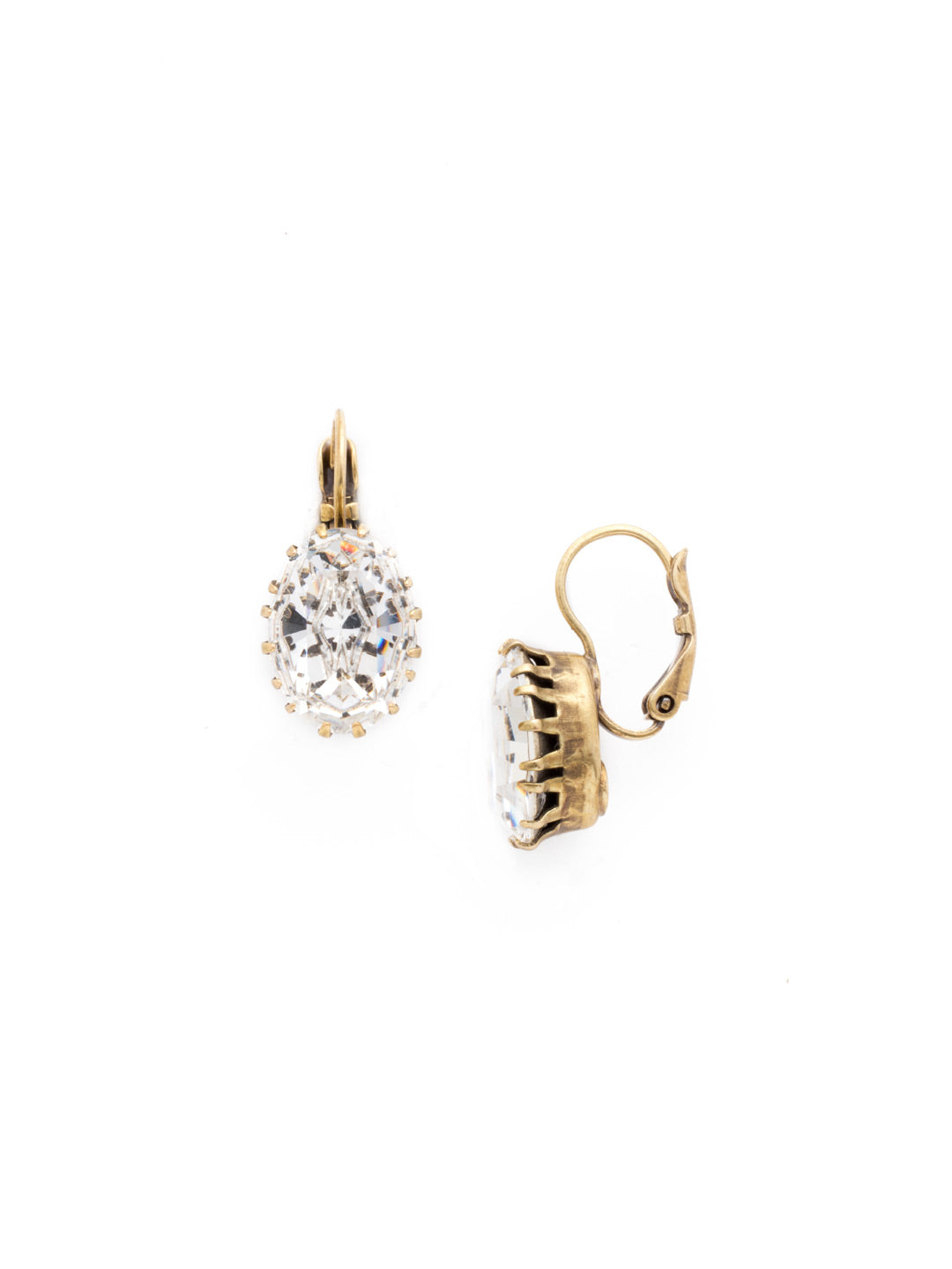 Crown Jewel French Wire Earring - EDH23AGPLU - <p>Our Crown Jewel French Wire Earring is a simple wonder! An oval crystal sits in an intricate bezel for a dignified look. From Sorrelli's Pearl Luster collection in our Antique Gold-tone finish.</p>
