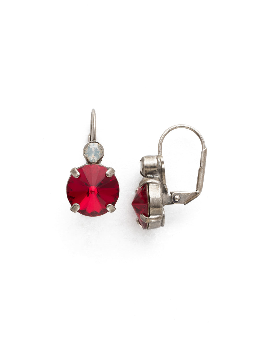Closed Circle French Wire Earring - EDH24ASCP - A brilliant circular crystal sits below a classic round, creating an elegant &amp; timeless silhouette. From Sorrelli's Crimson Pride collection in our Antique Silver-tone finish.