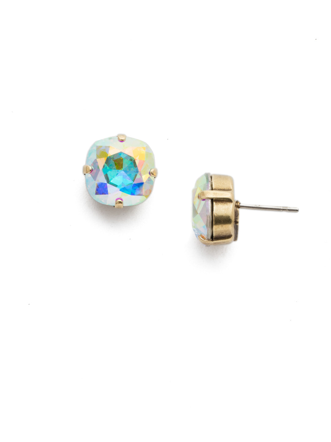 Halcyon Stud Earrings - EDH25AGCAB - <p>A beautiful, luminous cushion-cut crystal in a classic four-pronged setting that's ideal for everyday wear. From Sorrelli's Crystal Aurora Borealis collection in our Antique Gold-tone finish.</p>