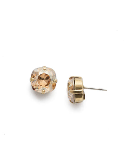 Halcyon Stud Earrings - EDH25AGDCH - <p>A beautiful, luminous cushion-cut crystal in a classic four-pronged setting that's ideal for everyday wear. From Sorrelli's Dark Champagne collection in our Antique Gold-tone finish.</p>