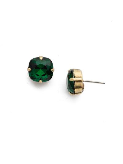 Halcyon Stud Earrings - EDH25AGEME - <p>A beautiful, luminous cushion-cut crystal in a classic four-pronged setting that's ideal for everyday wear. From Sorrelli's Emerald collection in our Antique Gold-tone finish.</p>