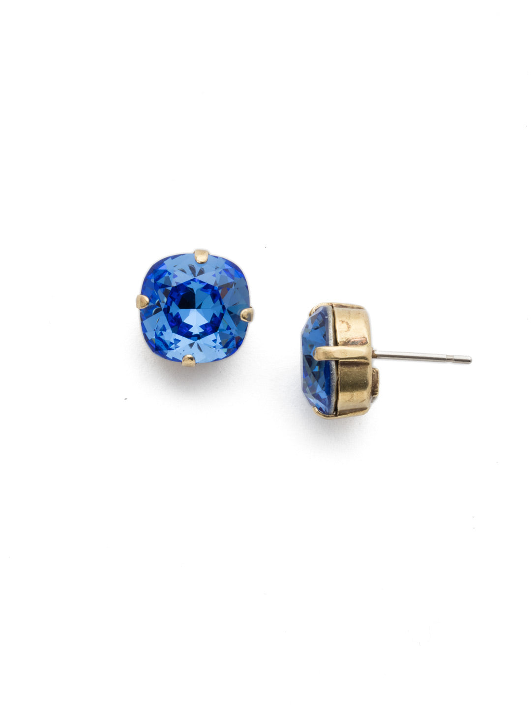Halcyon Stud Earrings - EDH25AGSAP - <p>A beautiful, luminous cushion-cut crystal in a classic four-pronged setting that's ideal for everyday wear. From Sorrelli's Sapphire collection in our Antique Gold-tone finish.</p>