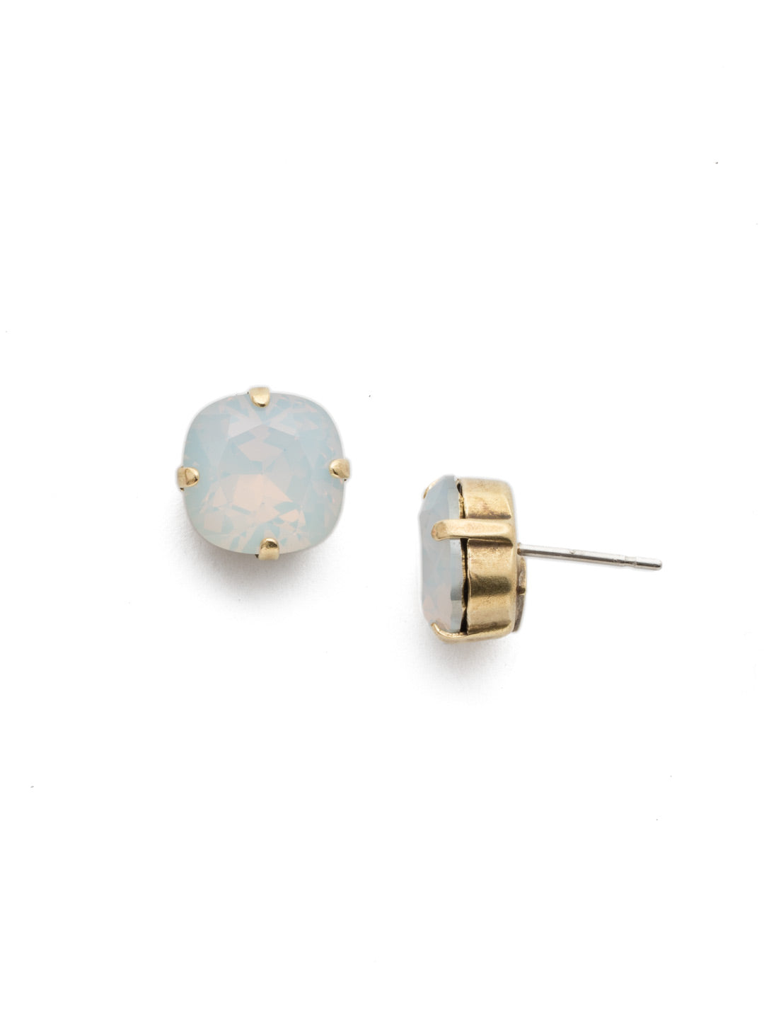 Halcyon Stud Earrings - EDH25AGWO - <p>A beautiful, luminous cushion-cut crystal in a classic four-pronged setting that's ideal for everyday wear. From Sorrelli's White Opal collection in our Antique Gold-tone finish.</p>