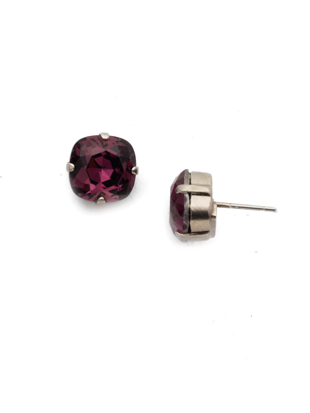 Halcyon Stud Earrings - EDH25ASAM - <p>A beautiful, luminous cushion-cut crystal in a classic four-pronged setting that's ideal for everyday wear. From Sorrelli's Amethyst collection in our Antique Silver-tone finish.</p>