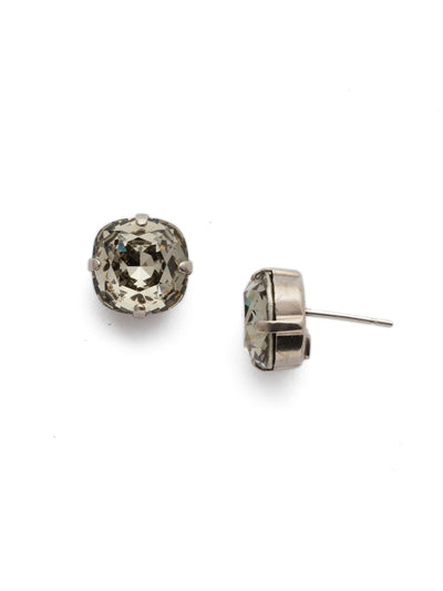 Halcyon Stud Earrings - EDH25ASBD - <p>A beautiful, luminous cushion-cut crystal in a classic four-pronged setting that's ideal for everyday wear. From Sorrelli's Black Diamond collection in our Antique Silver-tone finish.</p>
