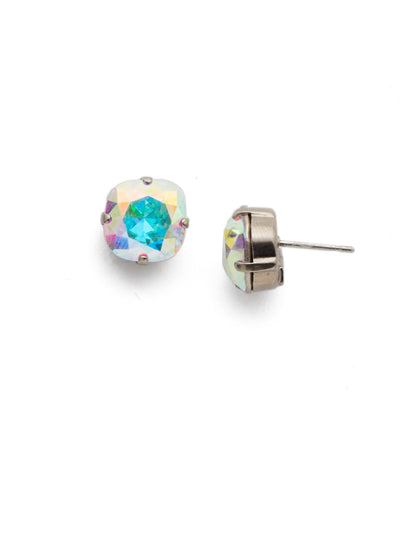 Halcyon Stud Earrings - EDH25ASCAB - <p>A beautiful, luminous cushion-cut crystal in a classic four-pronged setting that's ideal for everyday wear. From Sorrelli's Crystal Aurora Borealis collection in our Antique Silver-tone finish.</p>
