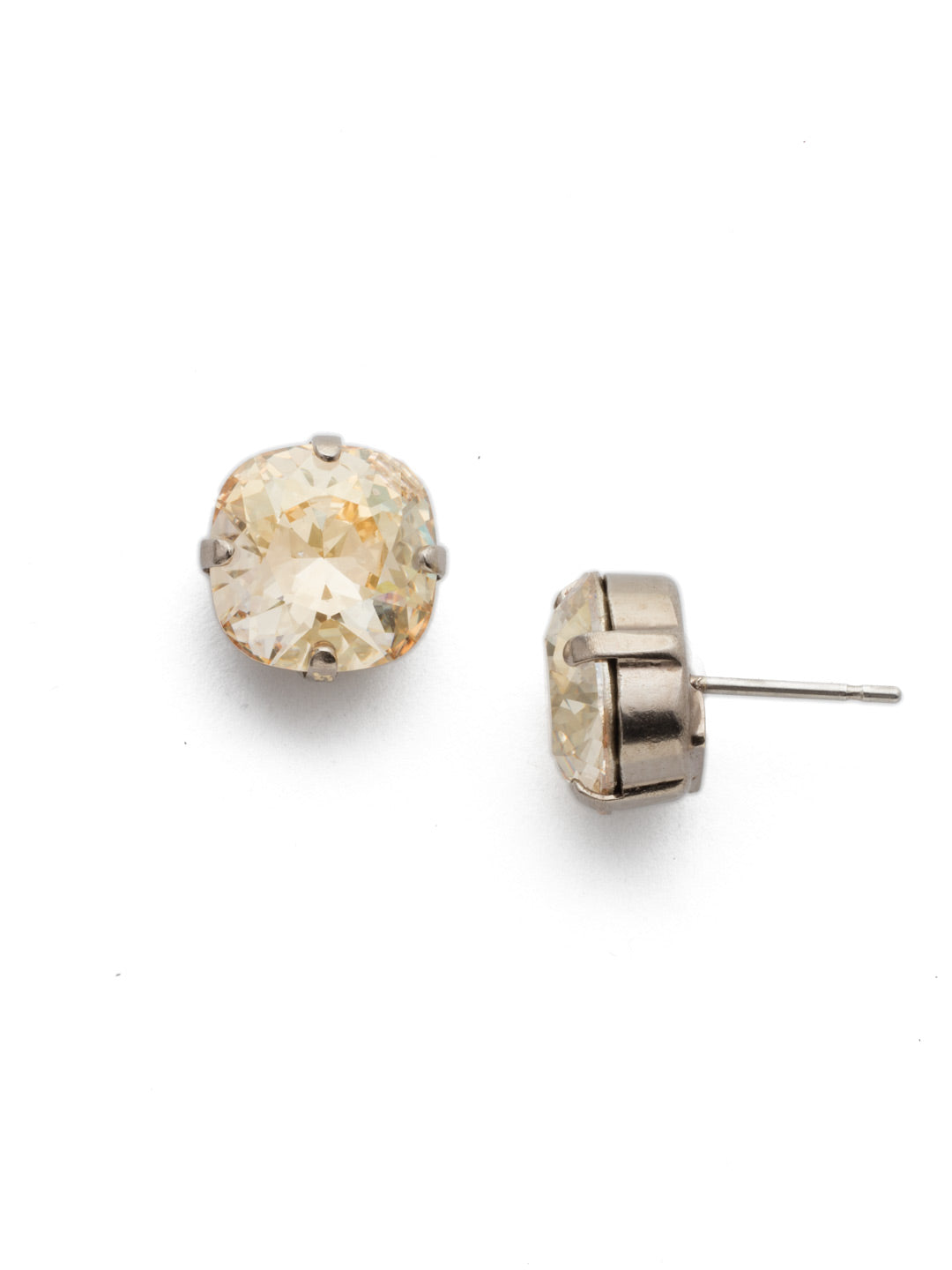 Halcyon Stud Earrings - EDH25ASCCH - <p>A beautiful, luminous cushion-cut crystal in a classic four-pronged setting that's ideal for everyday wear. From Sorrelli's Crystal Champagne collection in our Antique Silver-tone finish.</p>
