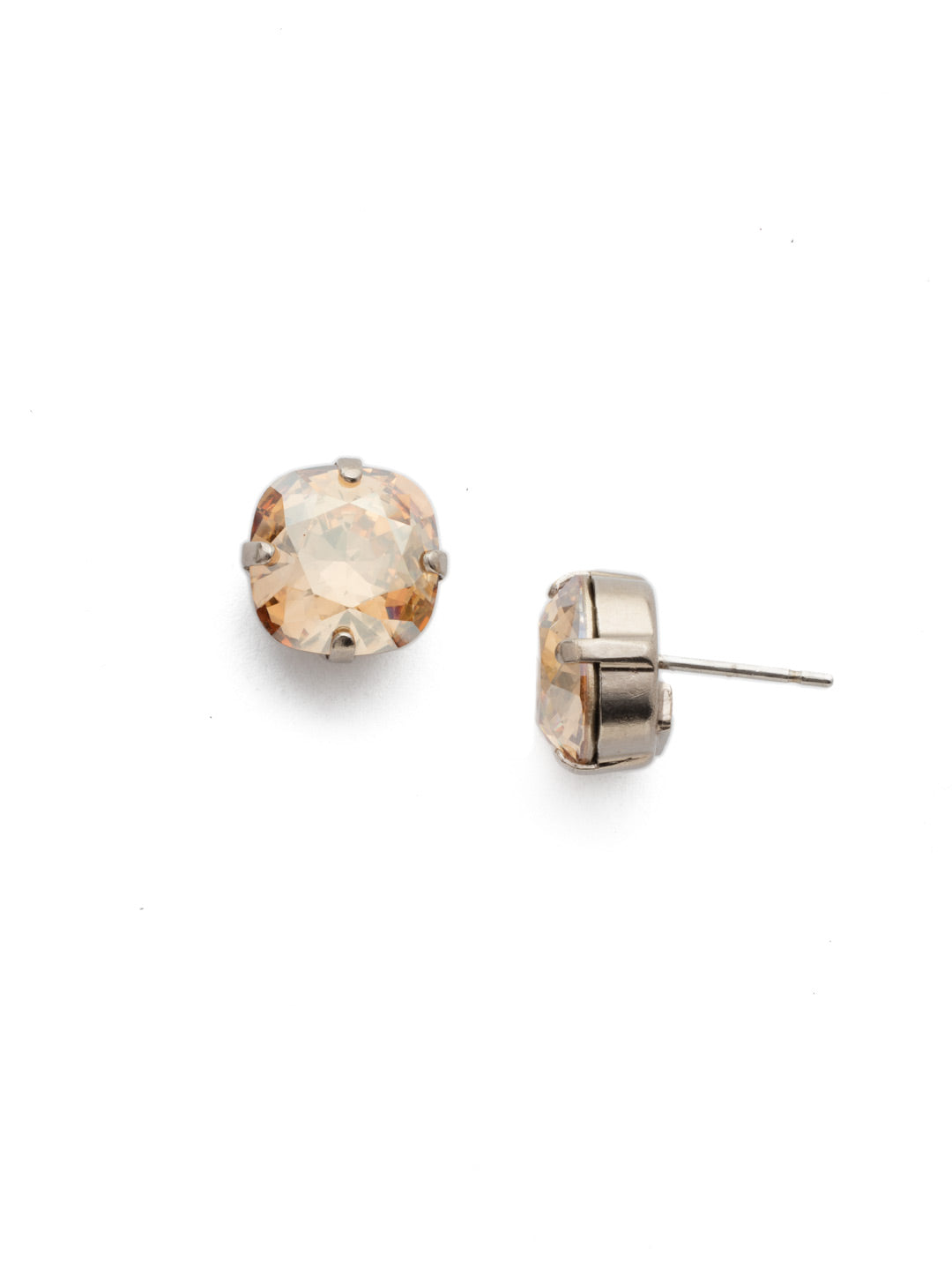 Halcyon Stud Earrings - EDH25ASDCH - A beautiful, luminous cushion-cut crystal in a classic four-pronged setting that's ideal for everyday wear. From Sorrelli's Dark Champagne collection in our Antique Silver-tone finish.