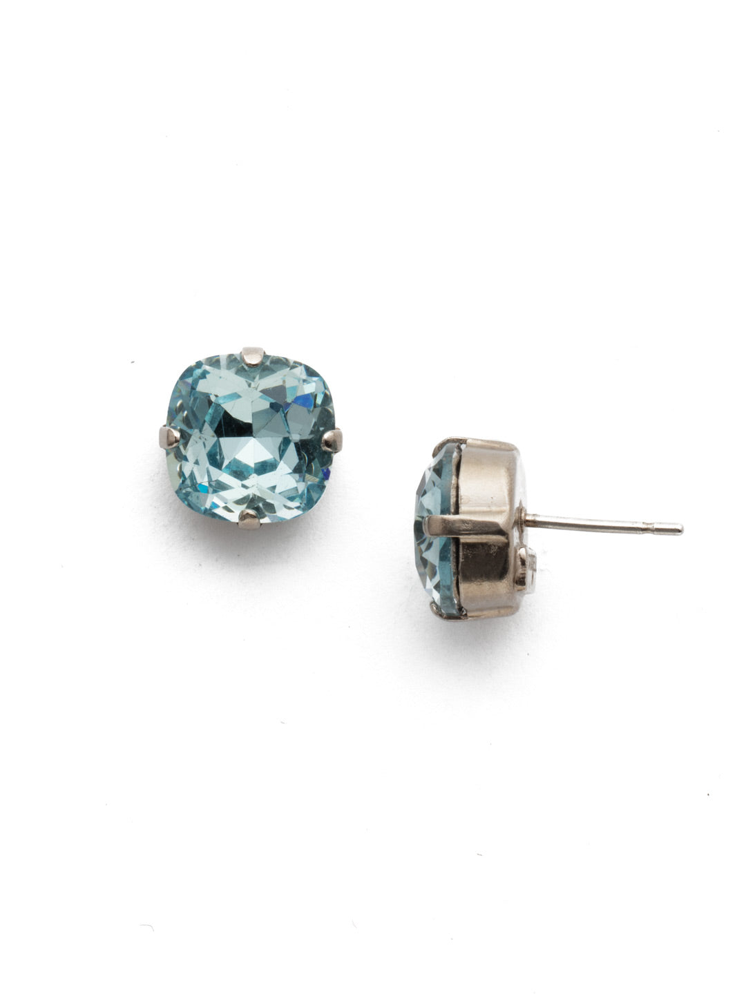 Halcyon Stud Earrings - EDH25ASLAQ - <p>A beautiful, luminous cushion-cut crystal in a classic four-pronged setting that's ideal for everyday wear. From Sorrelli's Light Aqua collection in our Antique Silver-tone finish.</p>