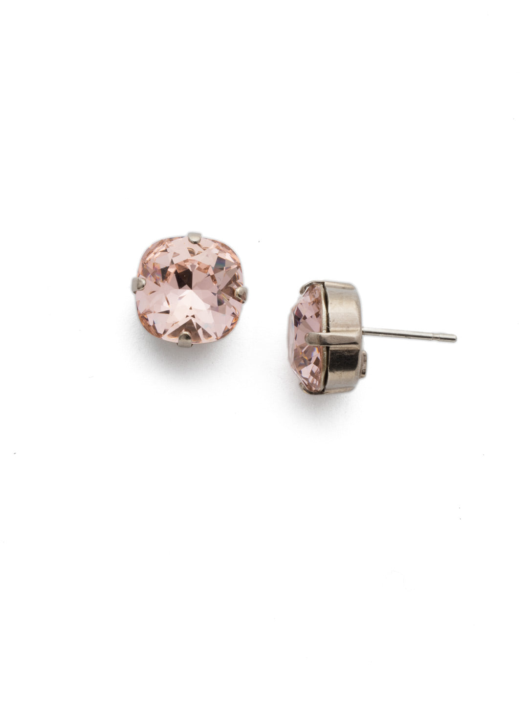 Halcyon Stud Earrings - EDH25ASVIN - A beautiful, luminous cushion-cut crystal in a classic four-pronged setting that's ideal for everyday wear. From Sorrelli's Vintage Rose collection in our Antique Silver-tone finish.