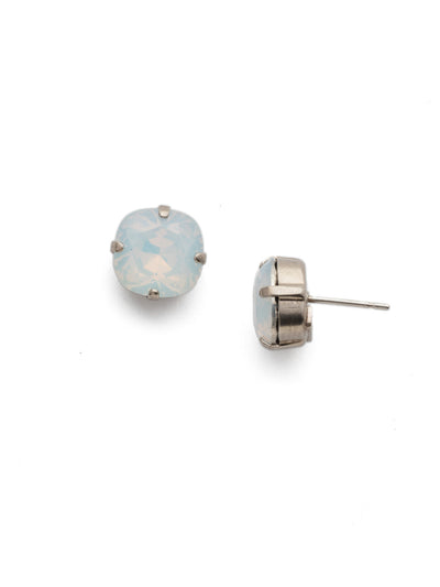 Halcyon Stud Earrings - EDH25ASWO - A beautiful, luminous cushion-cut crystal in a classic four-pronged setting that's ideal for everyday wear. From Sorrelli's White Opal collection in our Antique Silver-tone finish.