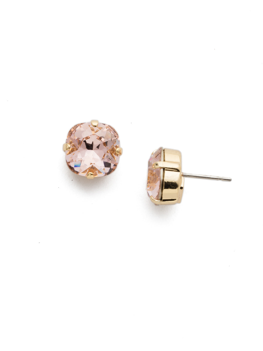 Halcyon Stud Earrings - EDH25BGVIN - A beautiful, luminous cushion-cut crystal in a classic four-pronged setting that's ideal for everyday wear. From Sorrelli's Vintage Rose collection in our Bright Gold-tone finish.