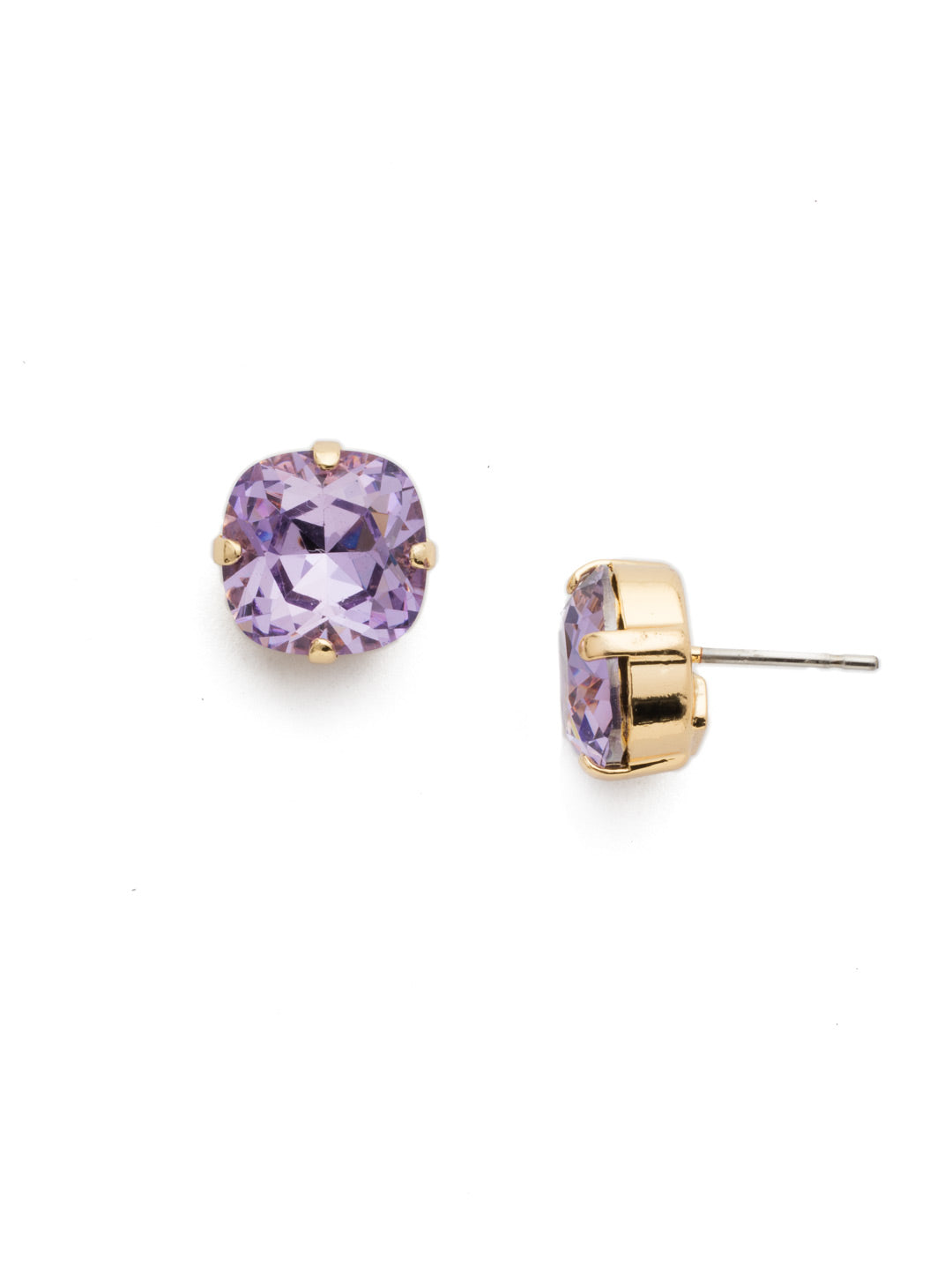 Halcyon Stud Earrings - EDH25BGVI - <p>A beautiful, luminous cushion-cut crystal in a classic four-pronged setting that's ideal for everyday wear. From Sorrelli's Violet collection in our Bright Gold-tone finish.</p>