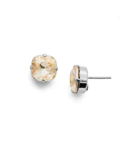 Halcyon Stud Earrings - EDH25PDCCH - <p>A beautiful, luminous cushion-cut crystal in a classic four-pronged setting that's ideal for everyday wear. From Sorrelli's Crystal Champagne collection in our Palladium finish.</p>