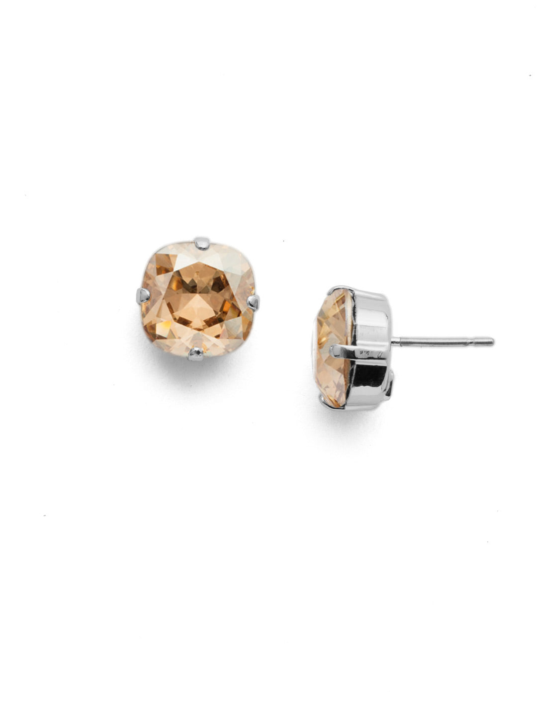 Halcyon Stud Earrings - EDH25PDDCH - <p>A beautiful, luminous cushion-cut crystal in a classic four-pronged setting that's ideal for everyday wear. From Sorrelli's Dark Champagne collection in our Palladium finish.</p>