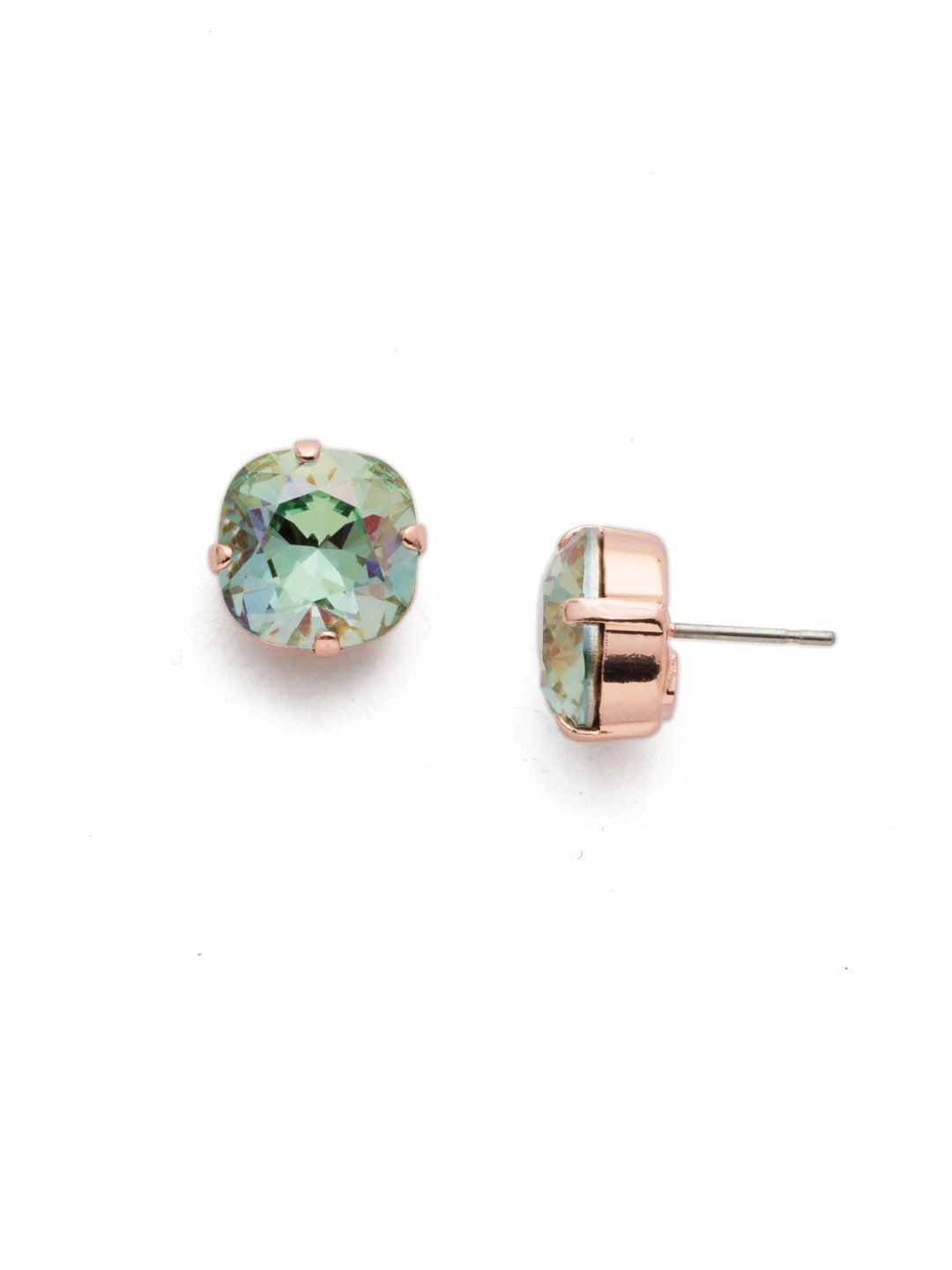 Halcyon Stud Earrings - EDH25RGCAZ - A beautiful, luminous cushion-cut crystal in a classic four-pronged setting that's ideal for everyday wear. From Sorrelli's Crystal Azure collection in our Rose Gold-tone finish.