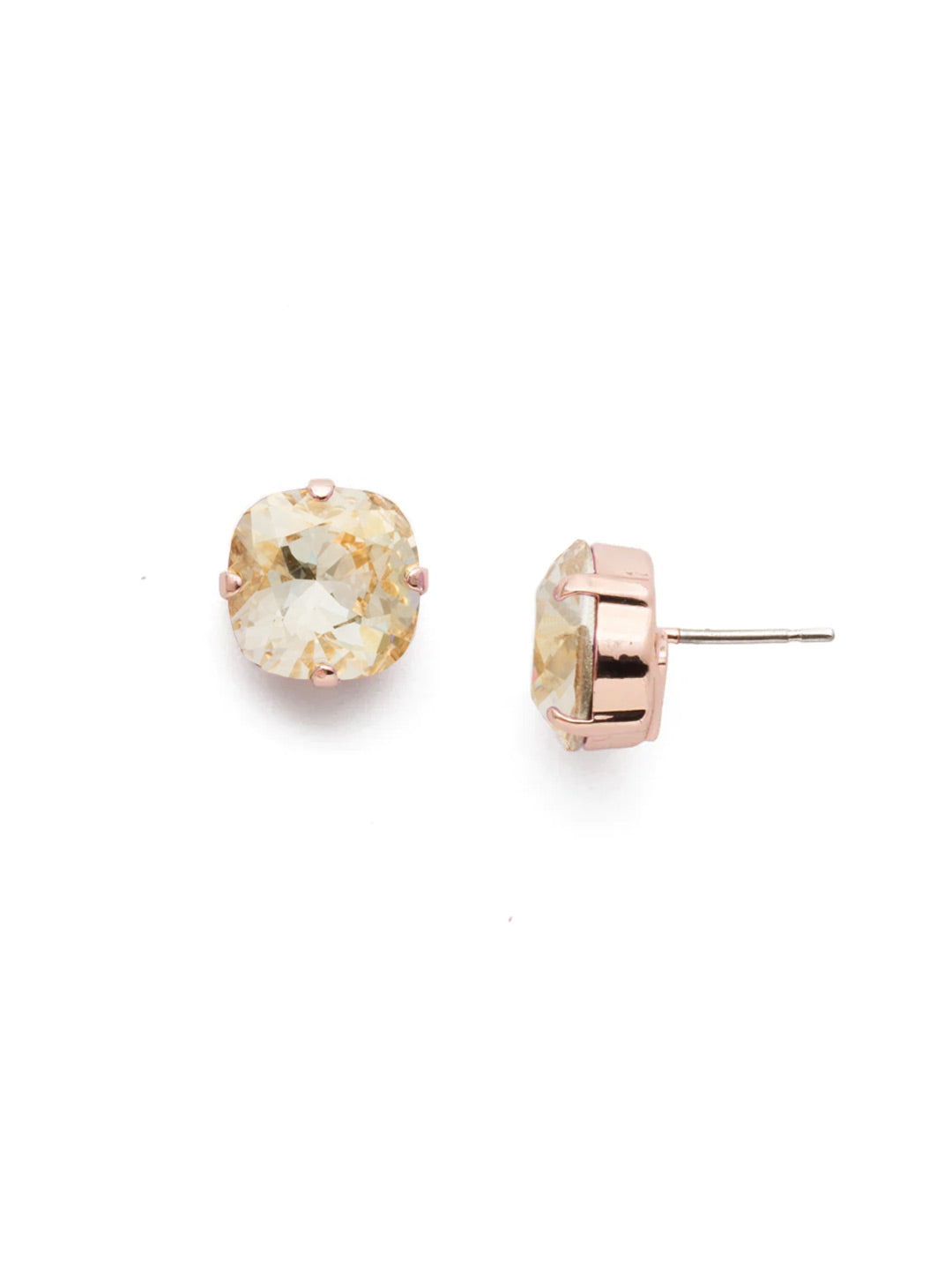 Halcyon Stud Earrings - EDH25RGCCH - <p>A beautiful, luminous cushion-cut crystal in a classic four-pronged setting that's ideal for everyday wear. From Sorrelli's Crystal Champagne collection in our Rose Gold-tone finish.</p>
