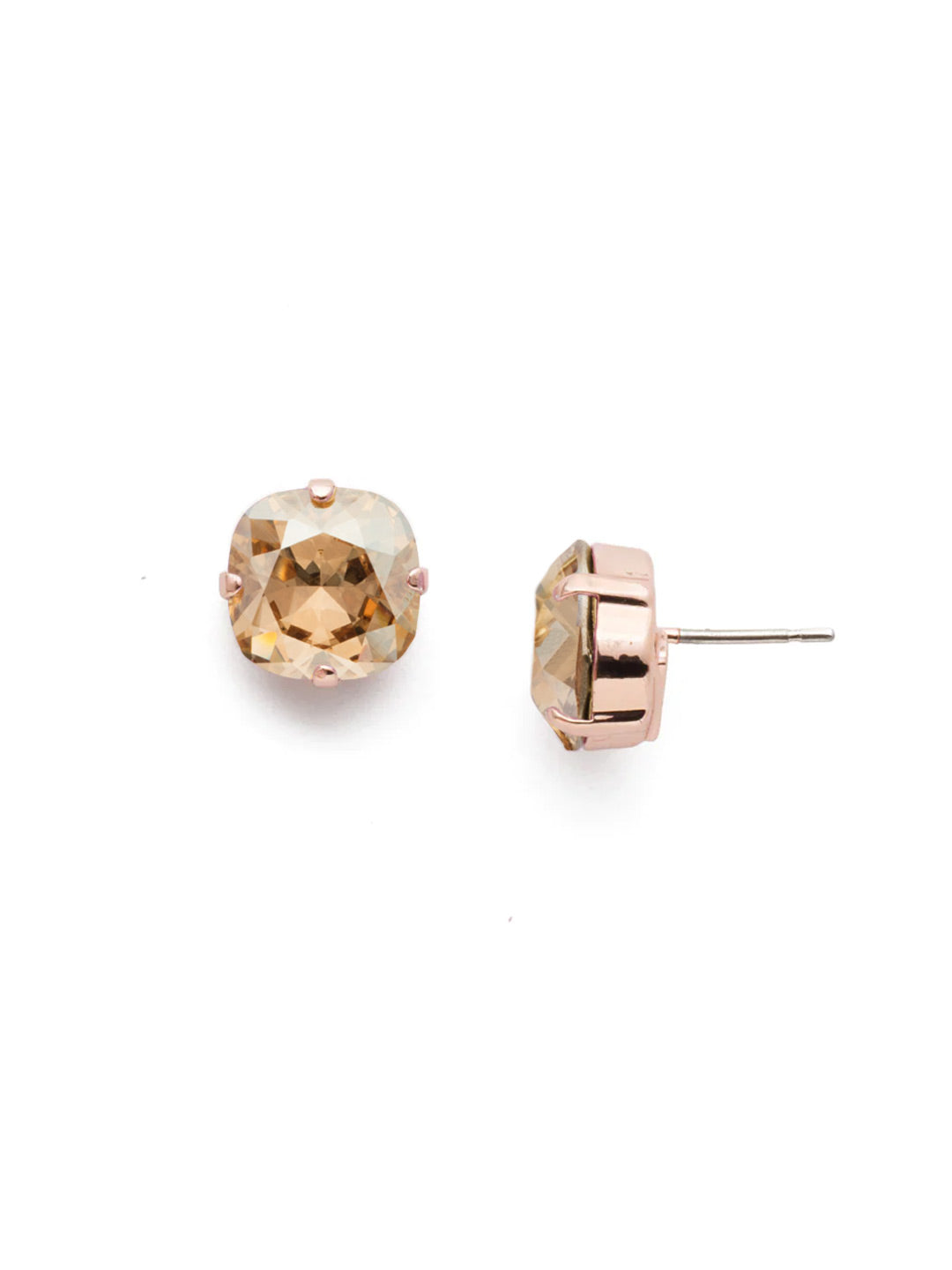 Halcyon Stud Earrings - EDH25RGDCH - <p>A beautiful, luminous cushion-cut crystal in a classic four-pronged setting that's ideal for everyday wear. From Sorrelli's Dark Champagne collection in our Rose Gold-tone finish.</p>