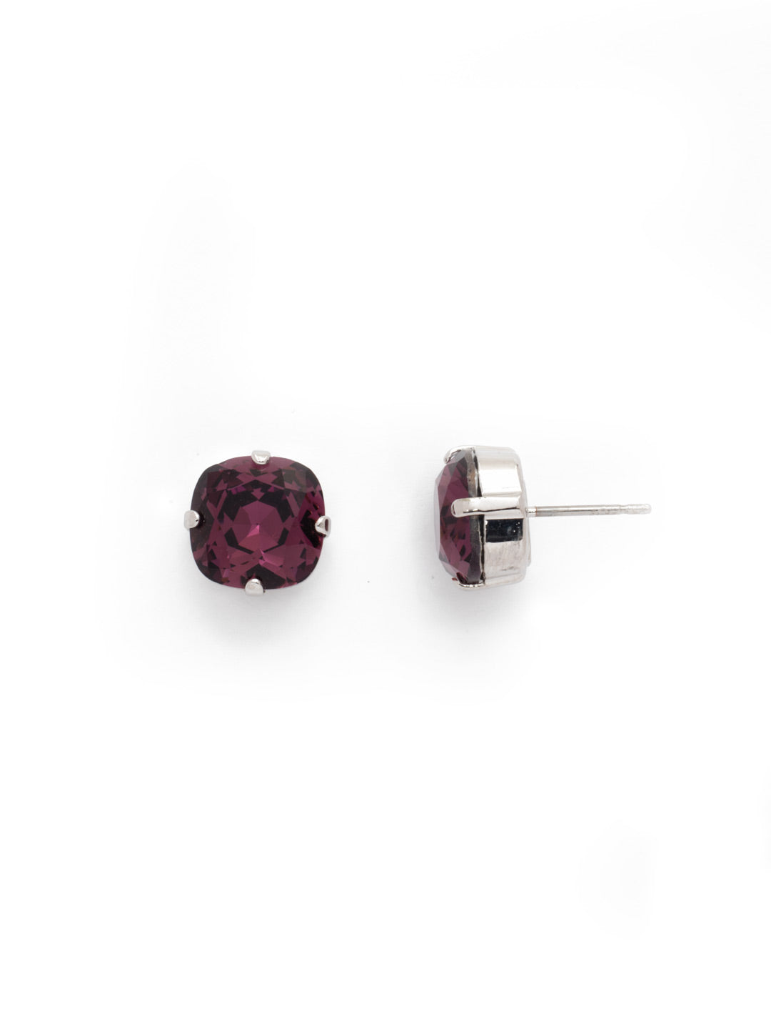 Halcyon Stud Earrings - EDH25RHAM - <p>A beautiful, luminous cushion-cut crystal in a classic four-pronged setting that's ideal for everyday wear. From Sorrelli's Amethyst collection in our Palladium Silver-tone finish.</p>
