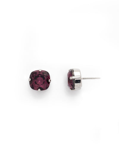 Halcyon Stud Earrings - EDH25RHAM - <p>A beautiful, luminous cushion-cut crystal in a classic four-pronged setting that's ideal for everyday wear. From Sorrelli's Amethyst collection in our Palladium Silver-tone finish.</p>